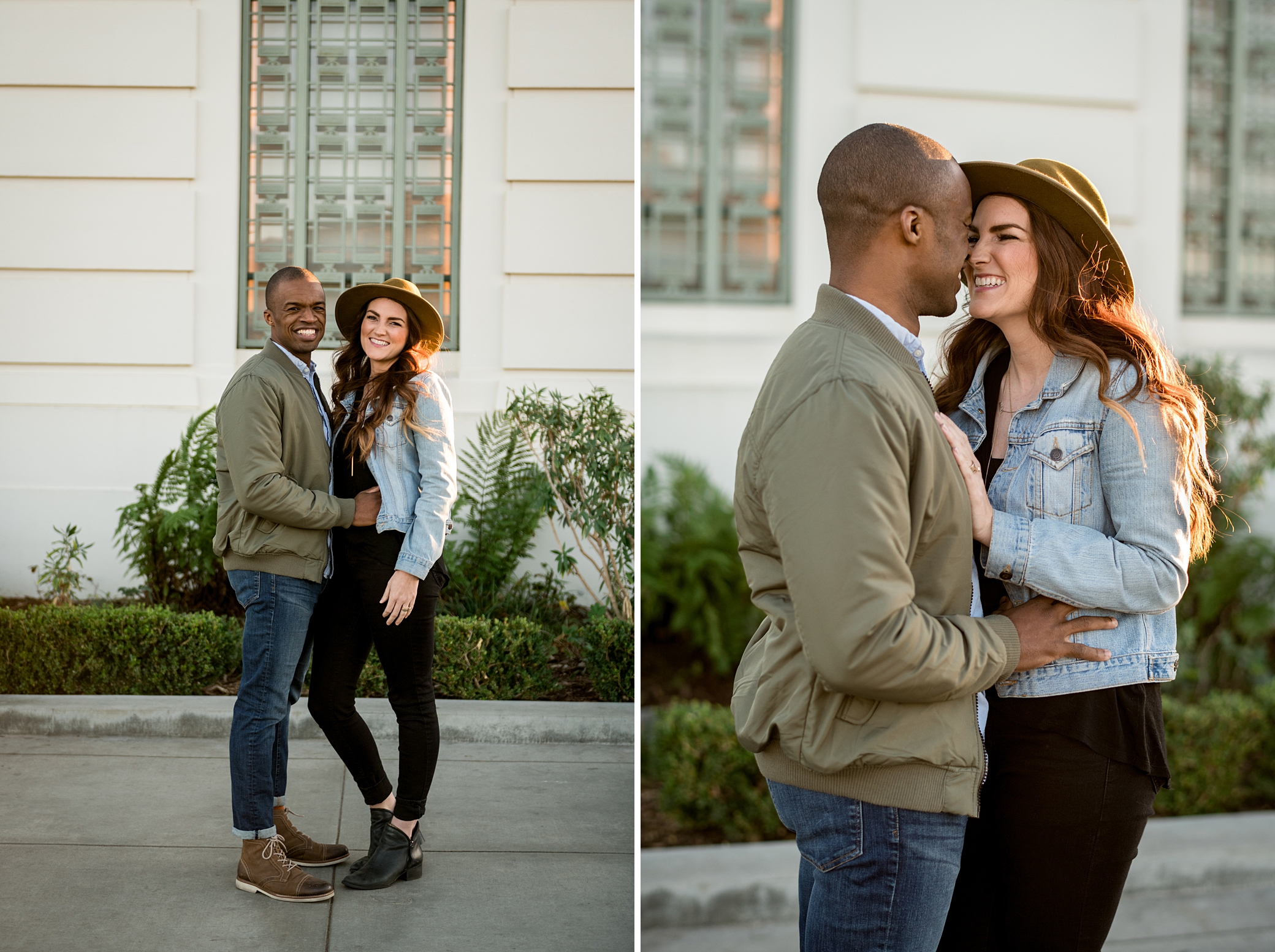 Griffith Observatory Engagement Photos in Los Angeles during winter.